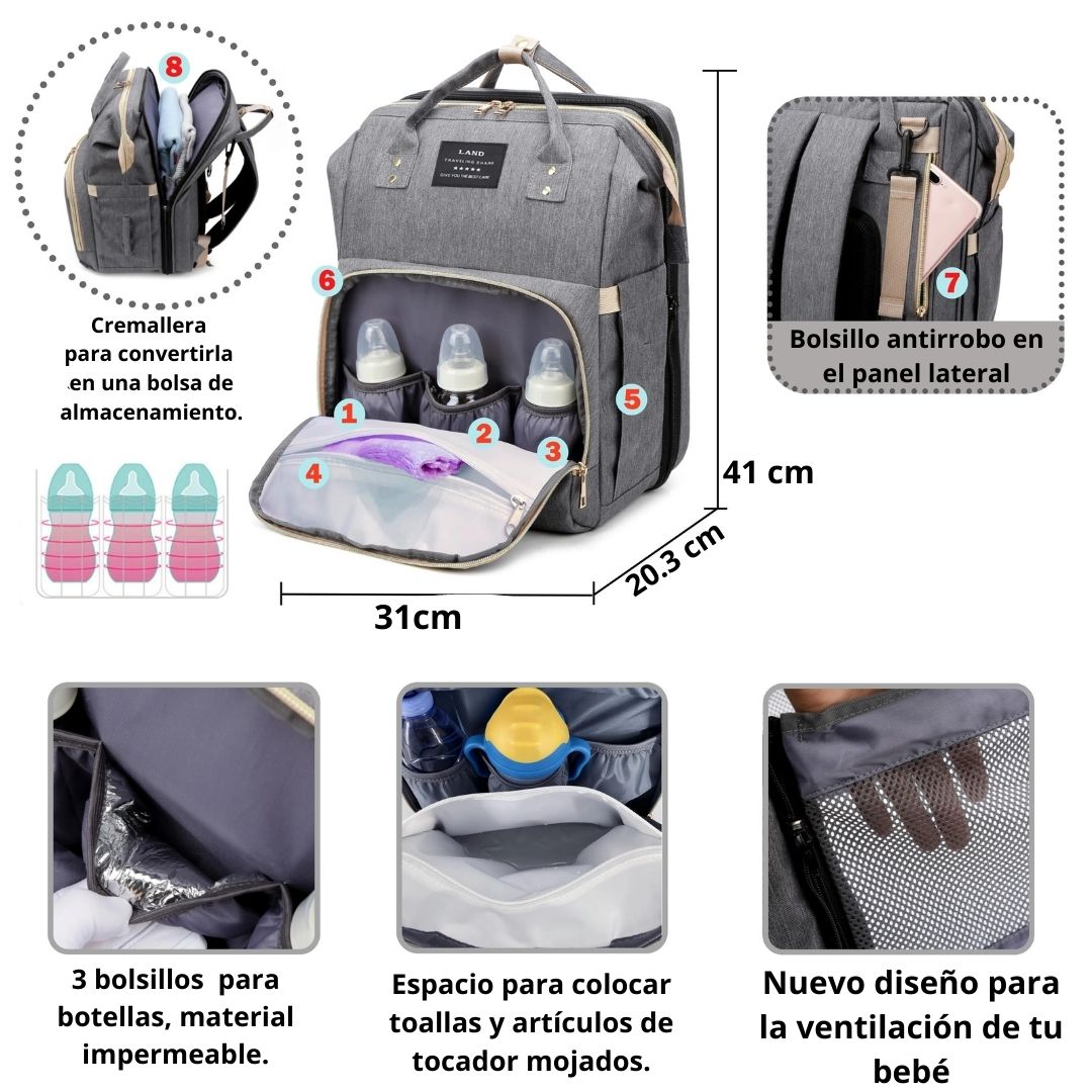 Mochila para Bebes con Cuna Portatil + Portabebés de REGALO