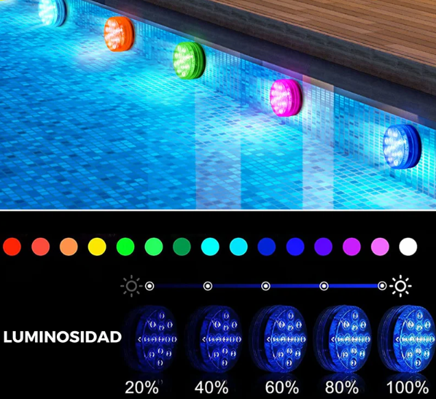 LUCES LED SUMERGIBLES - WATERLED ( pack de 3 con mando incluido )