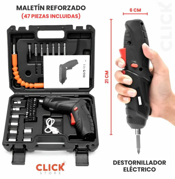 CLICKMASTER™ - KIT DESTORNILLADOR 50 piezas Eléctrico ( Reduce el esfuerzo con su gran potencia )