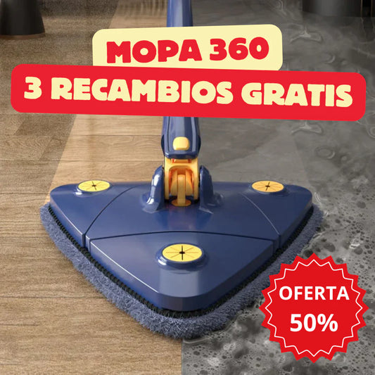 Mopa triangular 360º Autoescurrible - 3 Recambios de REGALO